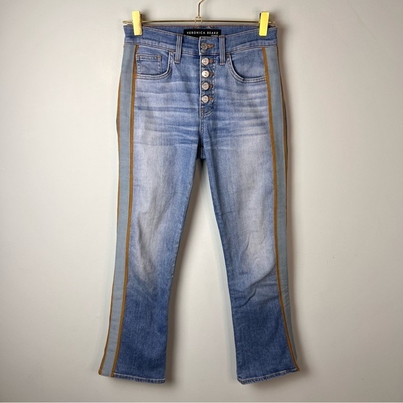 Veronica Beard Carolyn Tuxedo Stripe Baby Bootcut Jeans - Picture 2 of 10